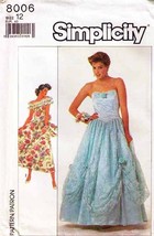 Misses&#39; Dress STRAPLESS GOWN) Vintage 1987 Simplicity Pattern 8006 Size 12 - £11.77 GBP