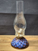 Studio Art Pottery Oil Lamp Blue &amp; Lavender Drip Glaze - Artisan Signed ... - £34.77 GBP