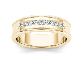 Authenticity Guarantee 
14K Yellow Gold 0.33 Ct Diamond Men&#39;s Wedding Ba... - £1,069.82 GBP