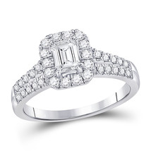 14kt White Gold Emerald Diamond Bridal Wedding Engagement Ring 1 Ctw (Certified) - £2,263.39 GBP