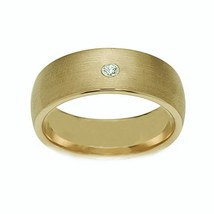 Diamond wedding band ring 14 k yellow gold half dome brushed finished on top 6mm - £627.90 GBP+