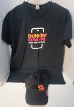 Dunkin Donuts Staff T Shirt Dunkin&#39; Rewards Shirt &amp; Dunkin&#39; Cap Hat Adjust Strap - £18.34 GBP