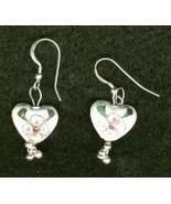 CLOISONNE HEART EARRINGS WITH SHEPHERD HOOKS - £5.59 GBP