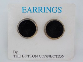 THE BUTTON COLLECTION ROUND POST EARRING BLACK VELVET FASHION JEWELRY VI... - £15.78 GBP