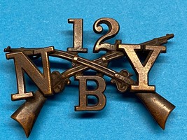 1895-1904, NY MILITIA, 12th INFANTRY RGT, B COMPANY, OFFICER, COLLAR INS... - $30.00