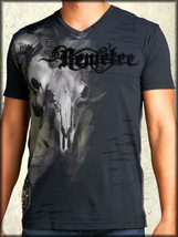 Remetee Buck Hunter Deer Skulls Moon Night Shadow Mens V-Neck T-Shirt Bl... - £45.73 GBP