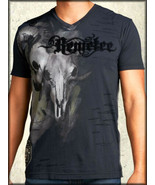 Remetee Buck Hunter Deer Skulls Moon Night Shadow Mens V-Neck T-Shirt Bl... - £46.07 GBP
