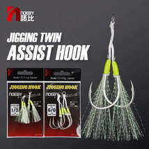 Noeby Twin Assist Hook Slow Jigging Fishing Hook Double 1/0 2/0 3/0 4/0 ... - £2.87 GBP+