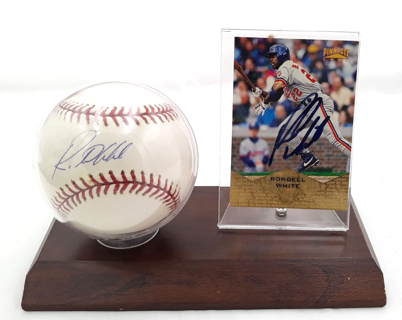 Rondell White Signed Baseball &amp; 1997 Pinnacle Card  Montreal Expos - $16.99