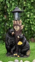 Ebros Me + U Black Bear Couple Outpost Statue with Solar LED Light Lante... - £60.16 GBP