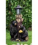 Ebros Me + U Black Bear Couple Outpost Statue with Solar LED Light Lante... - £61.43 GBP