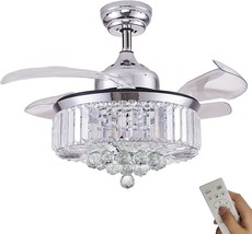Polished Chrome Silver 6 Speed 3 Light Dumaiway 48&quot; Chandelier Ceiling Fan With - £202.22 GBP