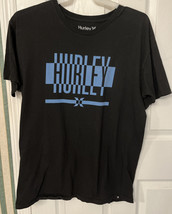 Hurley  Men&#39;s Size Large Black with Blue Graphic Design T Shirt - £12.66 GBP