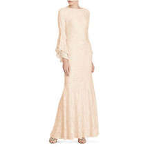 LAUREN RALPH LAUREN Womens Sequin Lace Gown Color Champagne Size 6 - $240.00