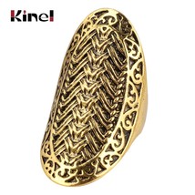 Charm Big Finger Ring Vintage Look Fashion Gold Rings For Women Classical Patter - £5.69 GBP