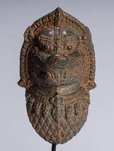 Ancien Khmer Style Bronze Montage Temple Guardian Ou Lion - 28cm/11 &quot; - £287.52 GBP