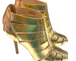 Jay Adoni Viviana Damen Metallic Gold Leder Eingesperrt Absatz Stiefel G... - $21.85