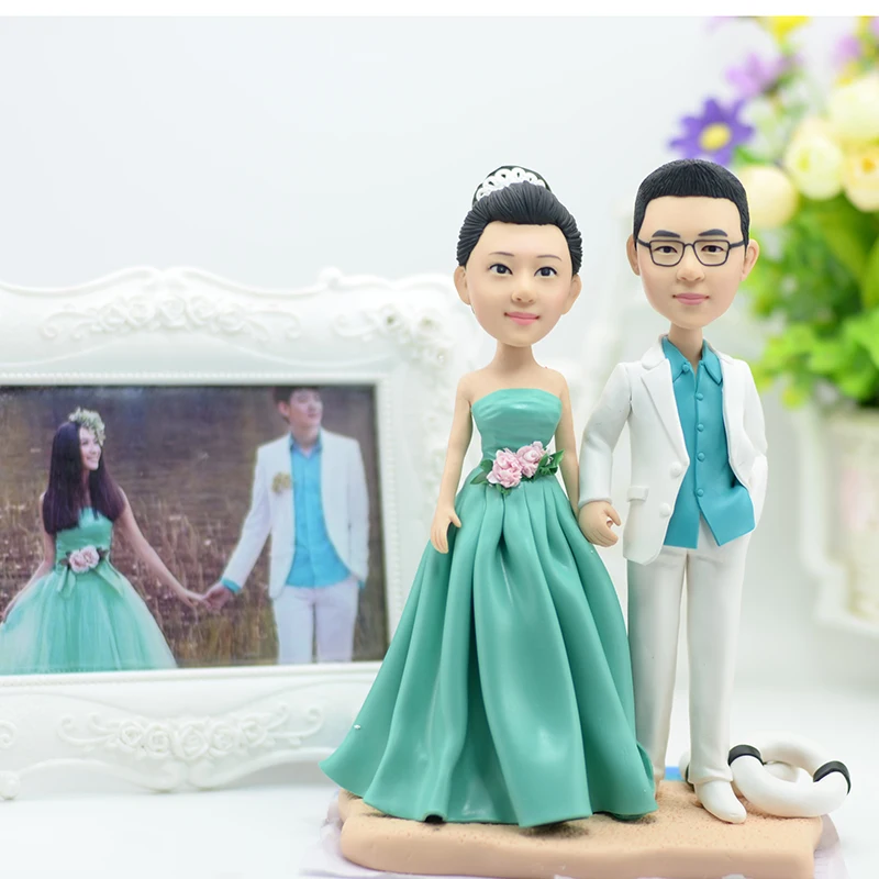 Handmade Polymer Clay figure wedding Married couple Doll Photo custom character - £174.03 GBP+