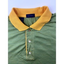 Jeff Rose Mens Green &amp; Yellow Striped Polo Shirt Mercerized Cotton Size XL - £19.35 GBP