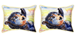 Pair of Betsy Drake Otter Large Indoor Outdoor Pillows 16x20 - £71.21 GBP