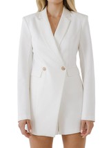 Endless Rose Gold Button Blazer Romper SZ L White - $1,672.73 MXN