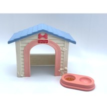 Fisher Price Loving Family White Doghouse Blue Roof and Dog Dish Dollhouse 2005 - $17.81
