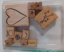 Stampin Up! 11 pcs set Heart &amp; Roses Rubber Stamps Mounted used - $9.90