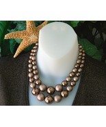 Vintage Choker Necklace Metallic Bronze Brown 2 Strands Beads Japan - £22.34 GBP