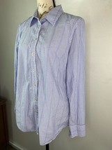 Talbots Button Up Shirt Women Size Large Blue White Stripes Long Sleeve Collared - £10.79 GBP