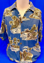 Go Barefoot Hawaiian Shirt -  Men&#39;s XL - Slate Blue/White/Tan Tropical Island - £12.44 GBP