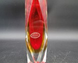 Vintage Mid Century Flavio Poli Summerso Murano Ruby Red &amp; Yellow Glass ... - $148.49