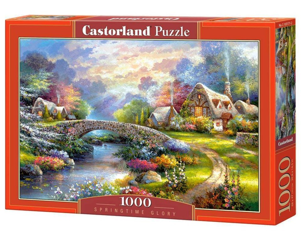 1000 Piece Jigsaw Puzzle, Springtime Glory, Charming Nook, Pond, Country... - $36.55