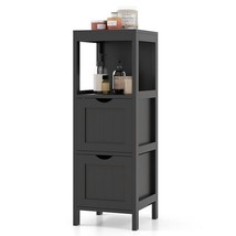 Freestanding Storage Cabinet with 2 Removable Drawers for Bathroom-Black - £58.01 GBP