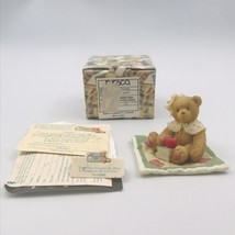 Cherished Teddies Girl Bear w/ Blanket &amp; Apple Figurine 741094 Hillman Enesco - £16.98 GBP