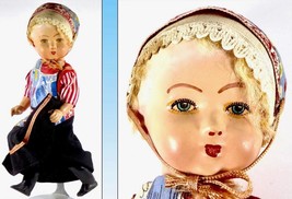 Vintage Dutch-Style Ethnic Character Doll, Porcelain Head, Blond Hair, Blue Eyes - £26.97 GBP