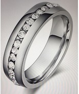 Eternity Stainless Steel Ring Silver Color Single Row Women&#39;s Size 7 - £7.49 GBP