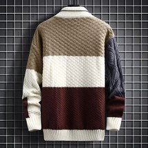 Men&#39;s Long Sleeve Sweater Color Block Fall Colors Pull Over - £14.15 GBP