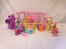My Little Pony Newborn Cuties Nursery Crib + Mermaid Dolphin Carriage + 12 Ponys - £19.62 GBP