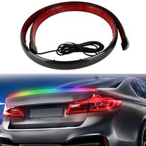 LED 7 Color Carbon Fiber Car Trunk Tail Brake Light Rear Roof Spoiler Li... - $539.14 MXN