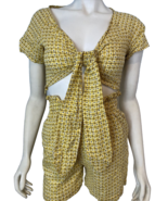 Cider Yellow and Brown Checked Shorts and Cropped Short Sleeve Top Size ... - $14.24