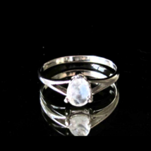 Blue Moonstone Sterling silver ring with a natural Blue Fire Moonstone gemstone  - £31.69 GBP