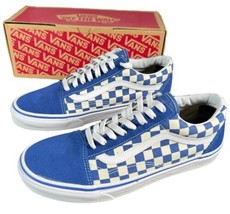 Vans Old Skool Blue White Checkerboard Men&#39;s 9 Women&#39;s 10.5 Lace Up with Box - £37.56 GBP