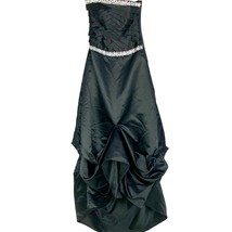 Jump Apparel Strapless Ball Gown Jeweled Black Satin Prom A-line Size 3/... - £25.63 GBP