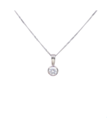 Round Natural Diamond Solitaire Rubover Set Pendant &amp; Chain 0.30ct GIA C... - $1,939.70 CAD