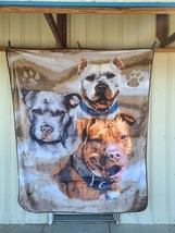 Pitbull Pitbulls Dog Dogs Paw Print Terrier Queen Blanket - £49.84 GBP