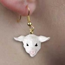 Farm Animal PIG WhiteHead Resin Dangle Earrings...Reduced Price - £4.70 GBP