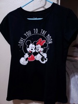 Disney Girl’s Black Mickey Mouse Minnie Mouse T Shirt Large - £20.44 GBP