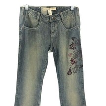 EckoRed Junior&#39;s Jeans Floral Print on One Leg Pockets Flat Front Size 7 - £23.52 GBP