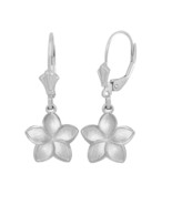 Sterling Silver Five Petal Plumeria Flower Matte Earrings Set Small Medi... - £16.48 GBP+