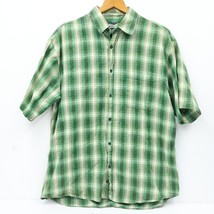 Vtg Mango Plantain Mens Button Up Shirt Size Large Plaid Green White 100... - £19.80 GBP
